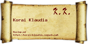 Korai Klaudia névjegykártya